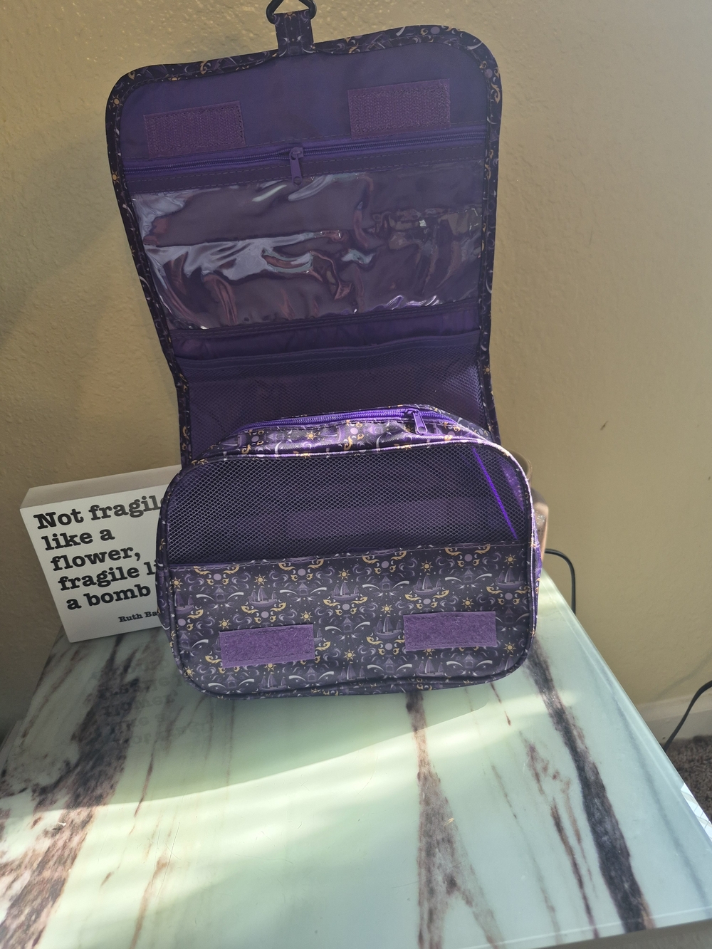 Purple Floral Travel Organizer Toiletry Bag